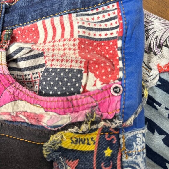 RARE BiePa Jeans 1971 Patchwork Distressed Jeans Size 32 - Picture 2 of 12